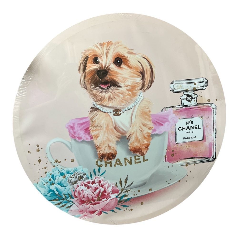 Bebe Circle‎ Wall Art Dog Floral Perfume Girly Baby Shower Puppy Gender Reveal